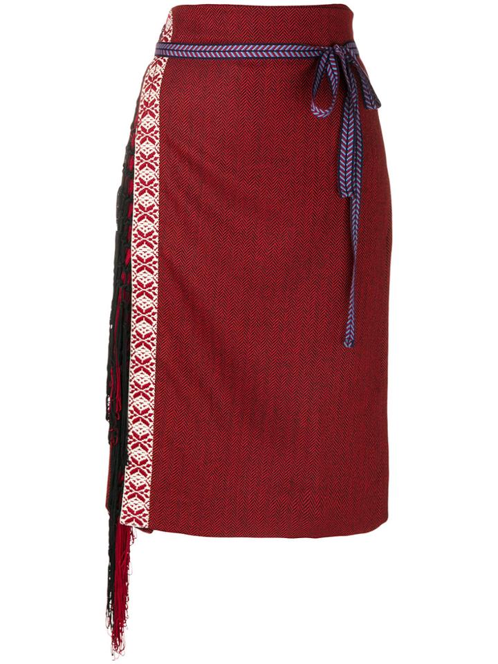 Miahatami Fringed Long Skirt - Red