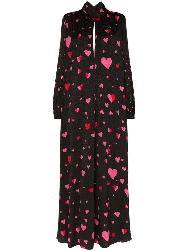 Racil Barbara Heart Print Maxi Dress - Black