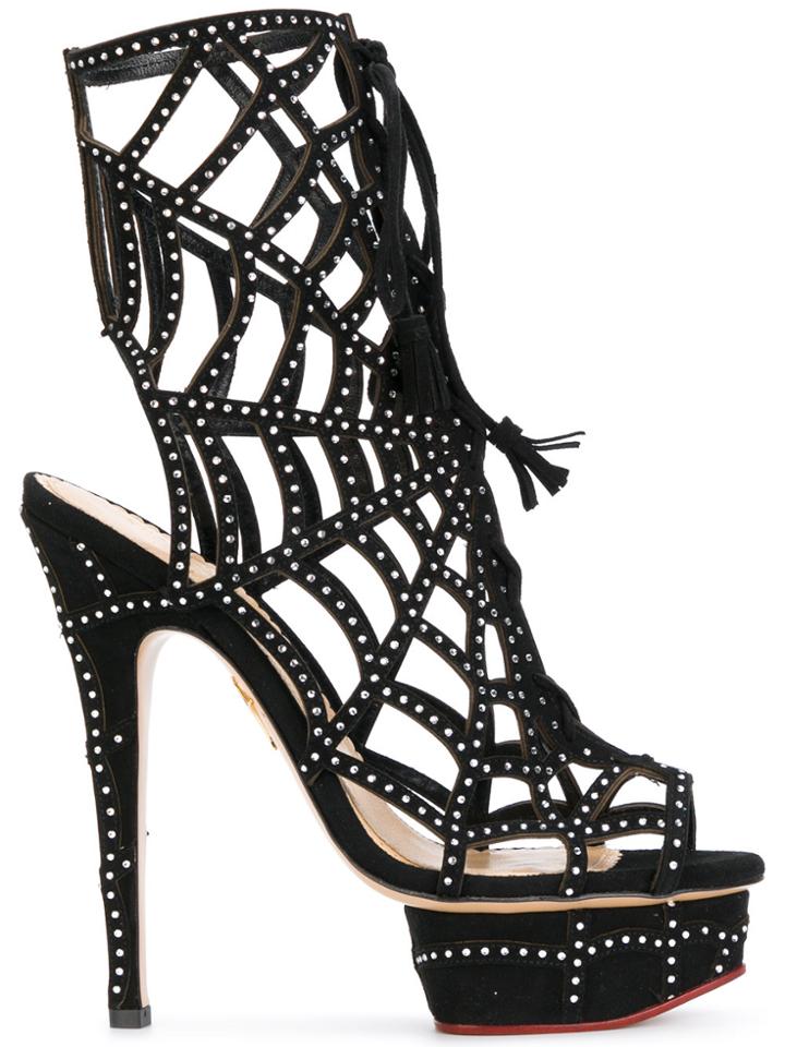 Charlotte Olympia Embellished Web Sandals - Black