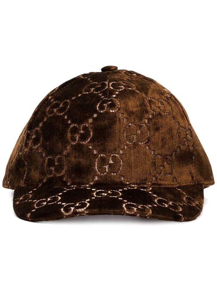 Gucci Brown Gg Embroidered Silk-blend Baseball Cap