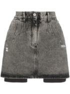 Off-white High-waisted Acid Wash Denim Skirt - Black
