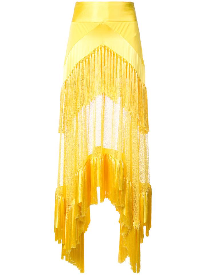 Dvf Diane Von Furstenberg Paneled Tassel Skirt - Yellow & Orange