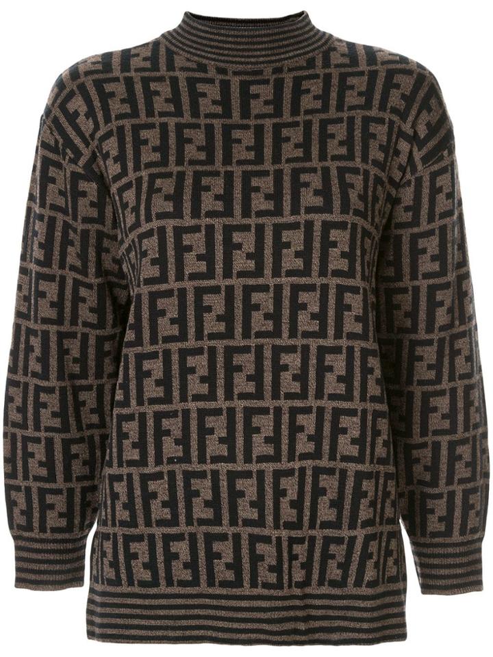 Fendi Pre-owned Knitted Monogram Jumper - Brown