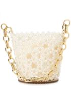 0711 Embellished Bucket Bag - White