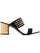 Pedro Garcia Studded Embellished Heel Sandals - Black