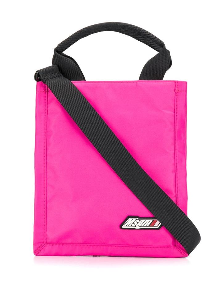 Msgm Logo Patch Shoulder Bag - Pink