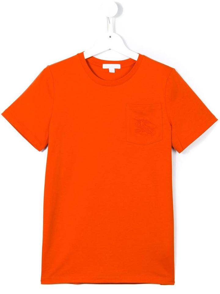 Burberry Kids Knight Chest Pocket T-shirt, Boy's, Size: 14 Yrs, Yellow/orange