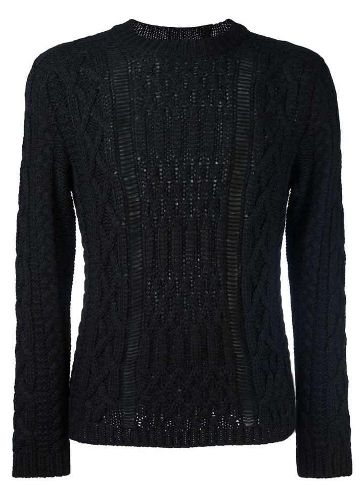 Maison Margiela Open Cable Knit Jumper, Men's, Size: Small, Black, Wool/alpaca/polyimide