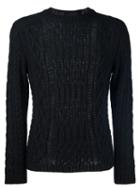 Maison Margiela Open Cable Knit Jumper, Men's, Size: Small, Black, Wool/alpaca/polyimide