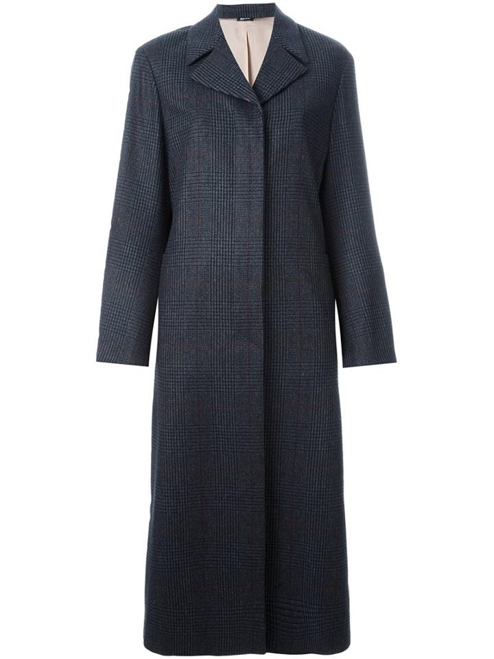 Jil Sander Navy Checked Buttoned Coat, Women's, Size: 36, Grey, Polyamide/polyester/acetate/wool