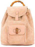Gucci Vintage Bamboo Detailing Backpack - Brown