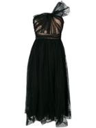 Red Valentino One Shoulder Bow Detail Tulle Dress - Black