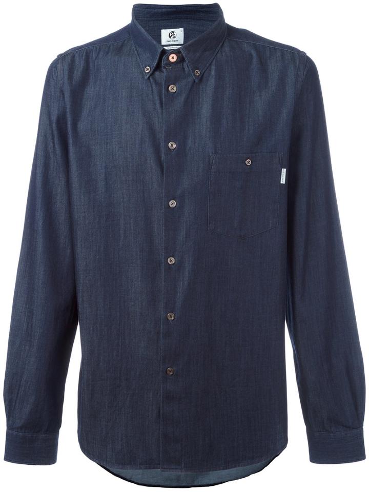 Ps By Paul Smith Denim Shirt, Men's, Size: Large, Blue, Cotton