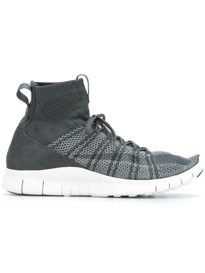 Nike Free Flyknit Mercurial Hi-top Sneakers - Grey