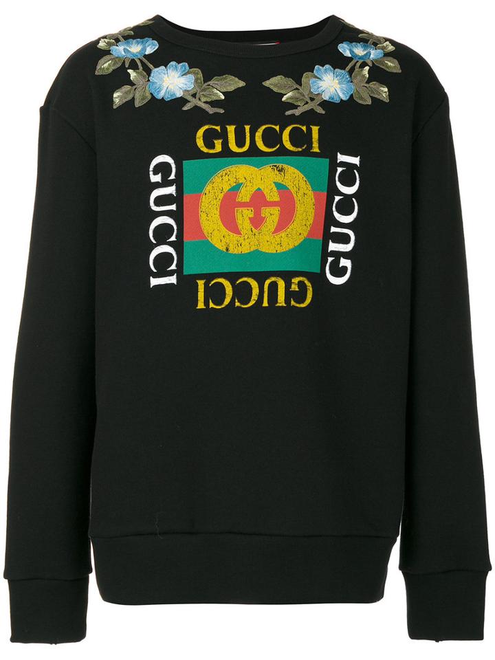 Gucci - Gg Floral Sweatshirt - Men - Cotton - Xl, Black, Cotton