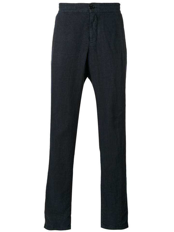 Z Zegna Straight Leg Trousers, Men's, Size: Large, Blue, Linen/flax