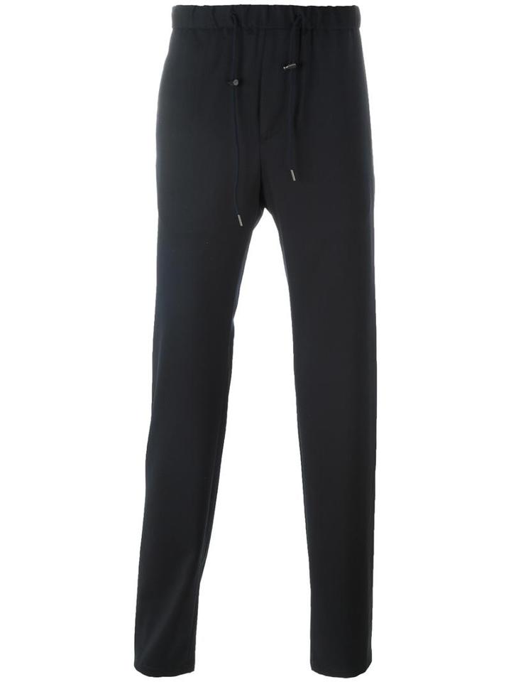 Emporio Armani Drawstring Track Pants, Size: 48, Blue, Virgin Wool