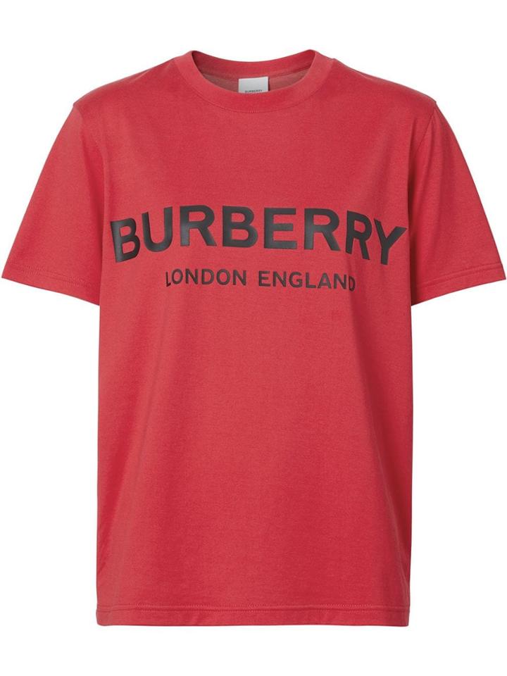 Burberry Logo Print Cotton T-shirt - Red