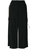 Versus - Cropped Wide-leg Trousers - Women - Cotton/acetate/viscose - 38, Black, Cotton/acetate/viscose