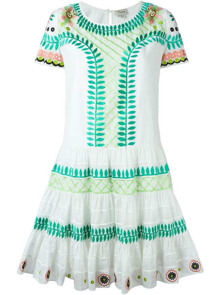 Temperley London 'arabelle' Embroidered Dress, Women's, Size: 8, Green, Cotton/silk