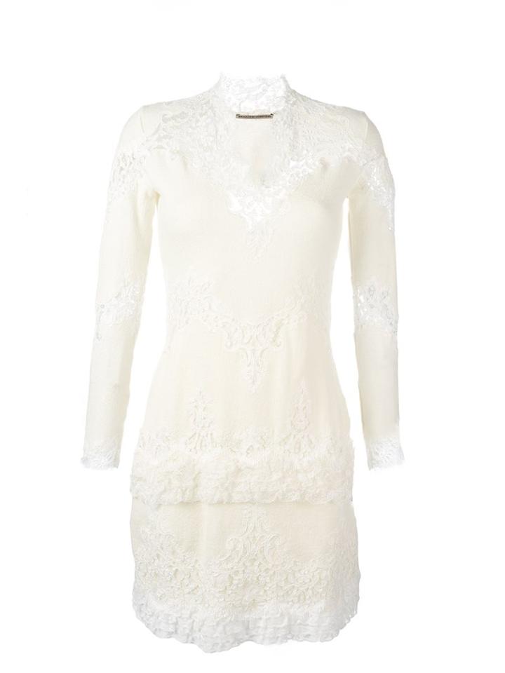 Ermanno Scervino Lace Detail Dress, Women's, Size: 42, White, Silk/cotton/wool