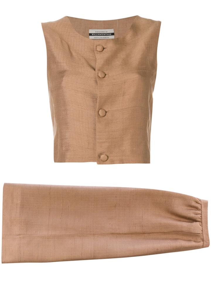 Balenciaga Vintage Sleeveless Skirt Suit - Brown