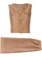 Balenciaga Vintage Sleeveless Skirt Suit - Brown