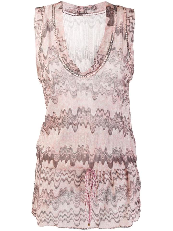 Missoni Vintage 1990s Wave Print Drawstring Tank - Neutrals