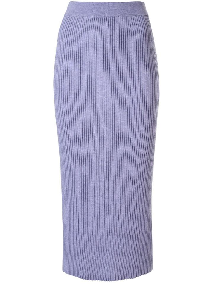 Tomorrowland Ribbed-knit Midi Skirt - Purple