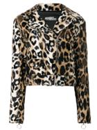 Jeremy Scott Leopard Print Biker Jacket - Brown