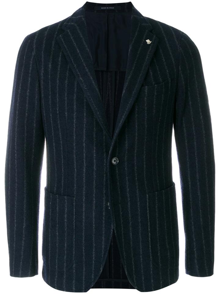 Tagliatore Striped Single-breasted Blazer - Blue