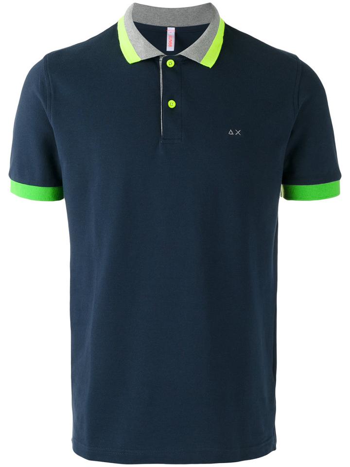 Sun 68 Contrast Polo Shirt, Men's, Size: Xxl, Blue, Cotton/spandex/elastane