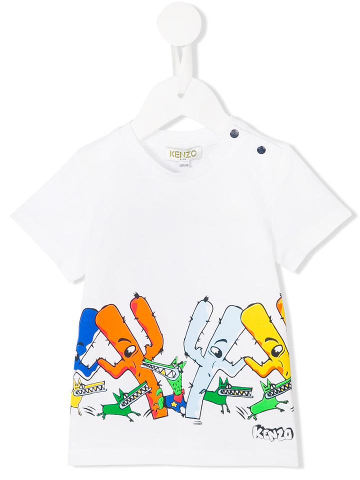 Kenzo Kids - Cactus Print T-shirt - Kids - Cotton - 6 Mth, White
