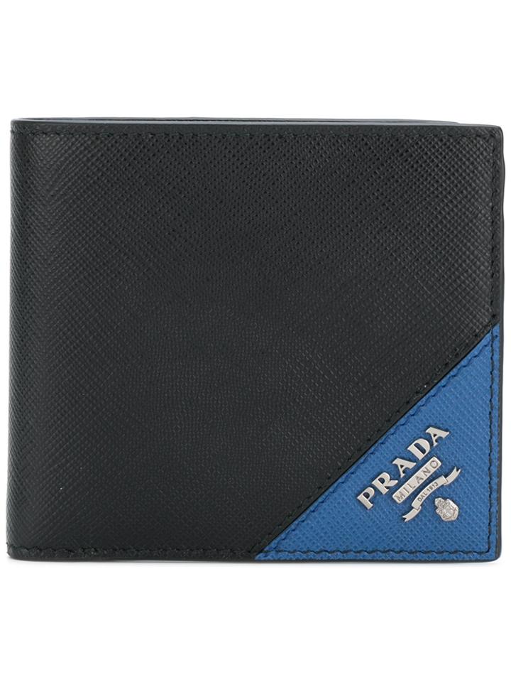 Prada Colour Block Billfold Wallet - Black