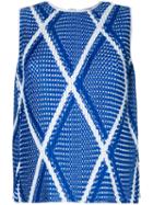 Msgm - Argyle Check Sleeveless Blouse - Women - Polyester - 42, Blue, Polyester
