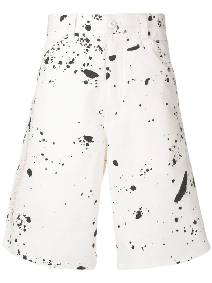 Oamc Splatter Bermuda Shorts - White