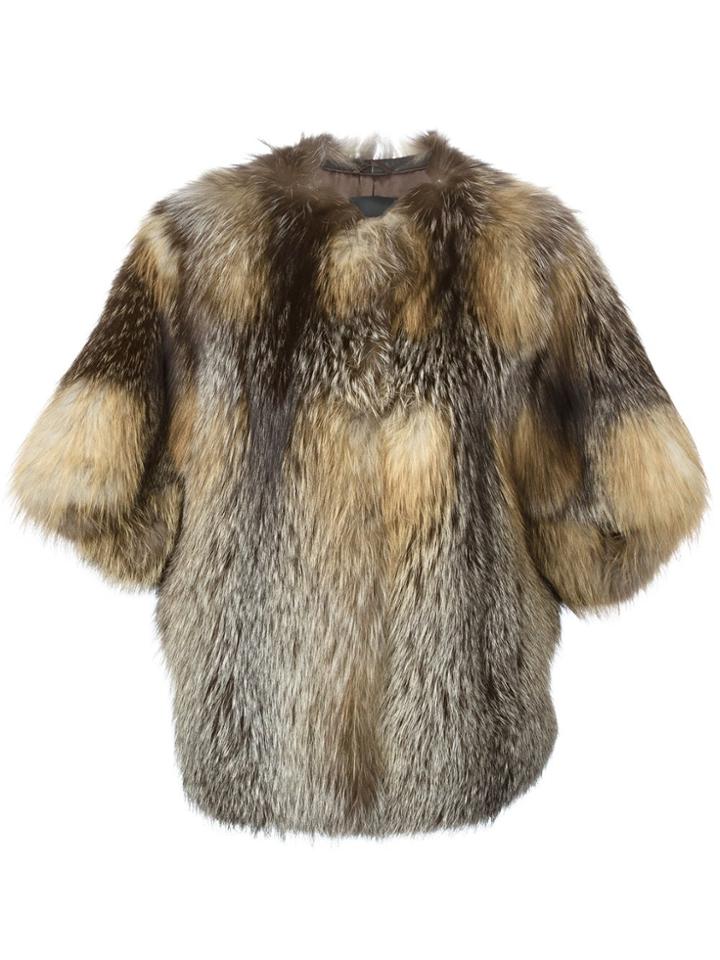 Liska Three-quarter Length Sleeve Coat - Brown
