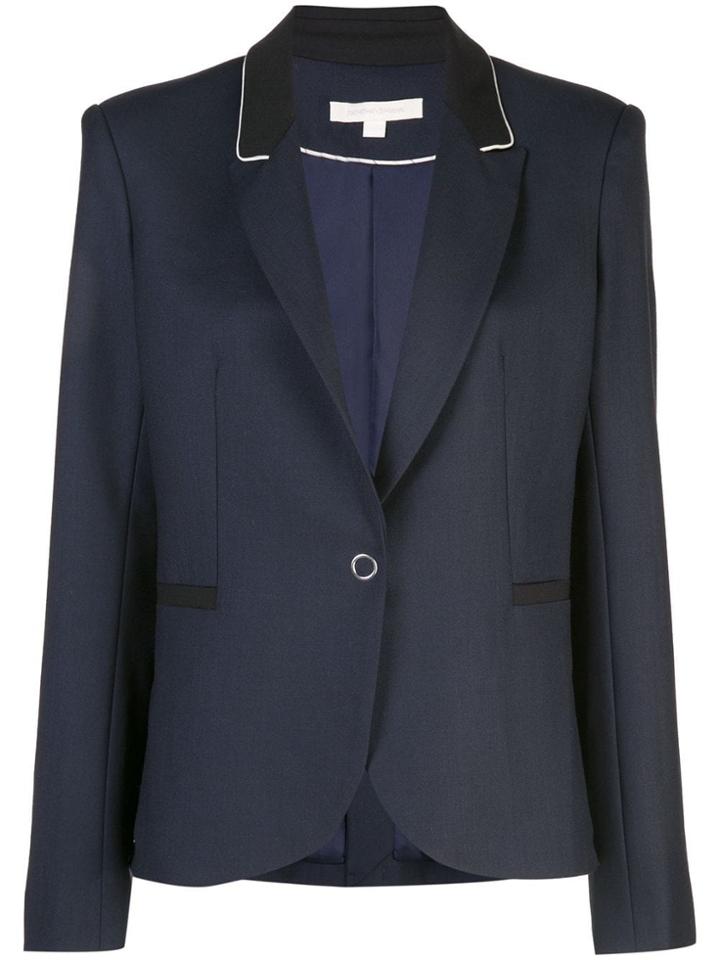 Jonathan Simkhai Black Trim Single Breasted Blazer - Blue