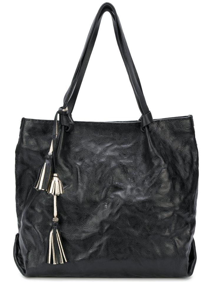 Henry Beguelin Textured Tassel Tote - Black