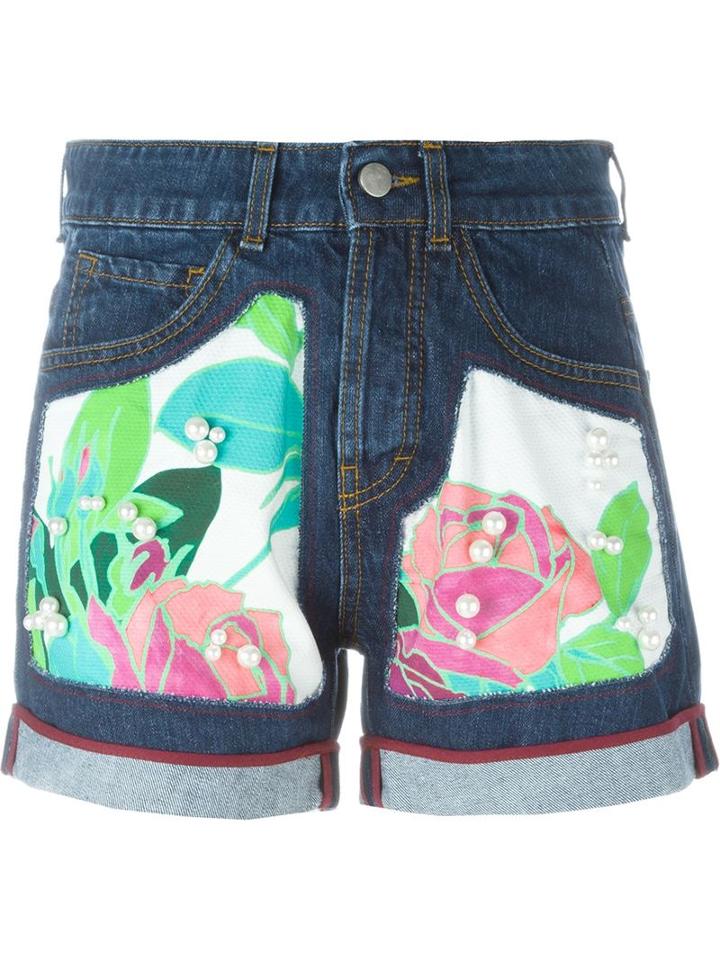 I'm Isola Marras Rose Patch Denim Shorts