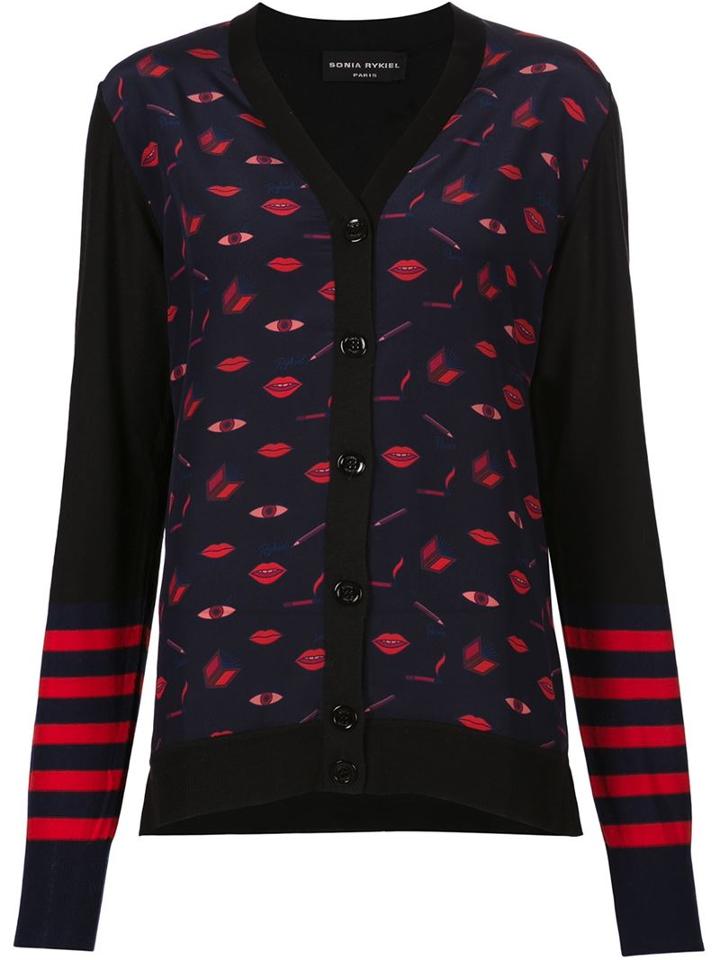 Sonia Rykiel Striped Sleeve Printed Cardigan
