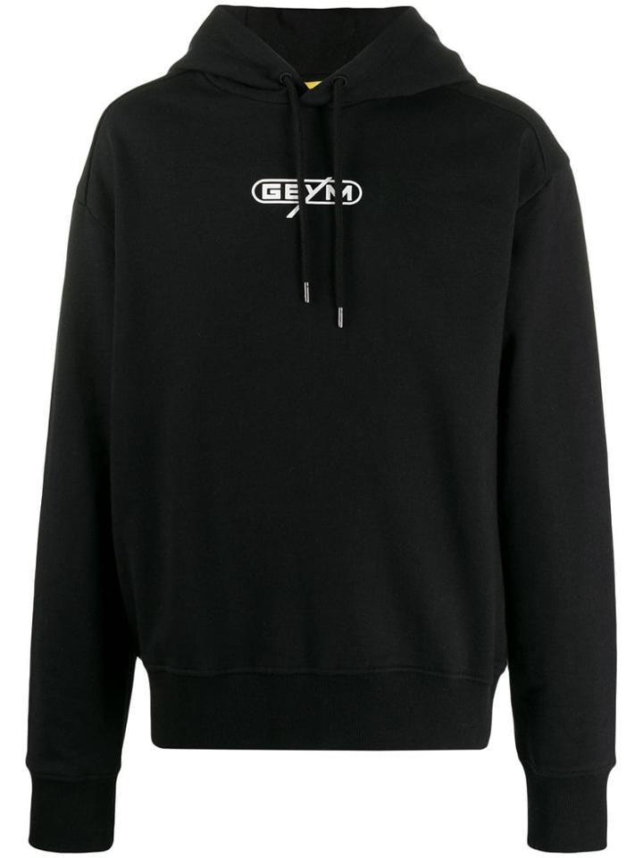 Geym Logo Print Hoodie - Black