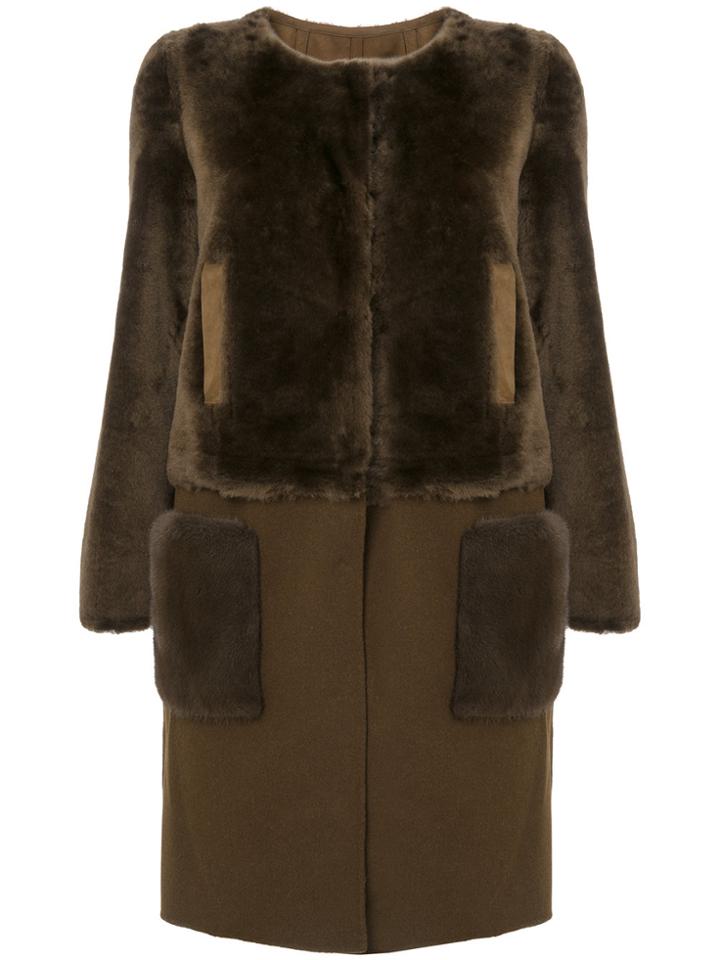Yves Salomon Detachable Bottom Coat - Brown