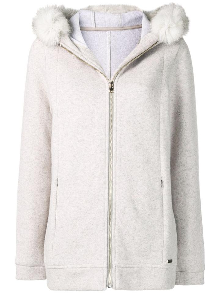 Woolrich Hooded Zipped Cardigan - Nude & Neutrals