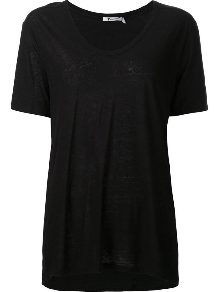T By Alexander Wang Scoop Neck T-shirt, Women's, Size: Xs, Black, Silk/rayon