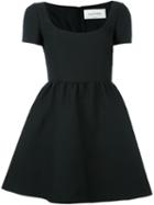 Valentino Scoop Neck Mini Dress, Women's, Size: 42, Black, Silk/virgin Wool
