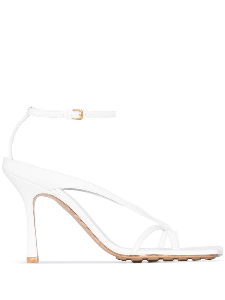 Bottega Veneta Square Toe 90mm Strappy Sandals - White