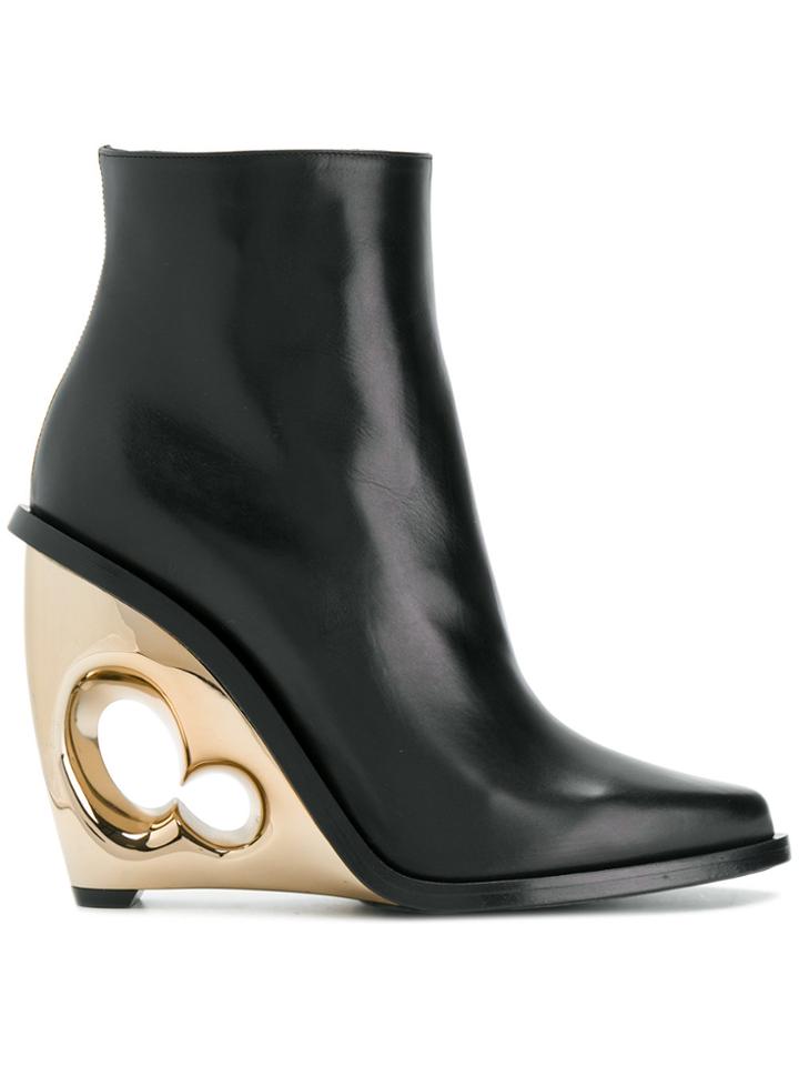 Alexander Mcqueen Cut Out Heel Detail Ankle Boots - Black