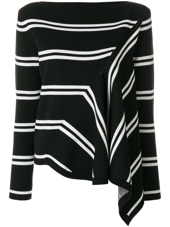 Sport Max Code Striped Asymmetric Blouse - Black