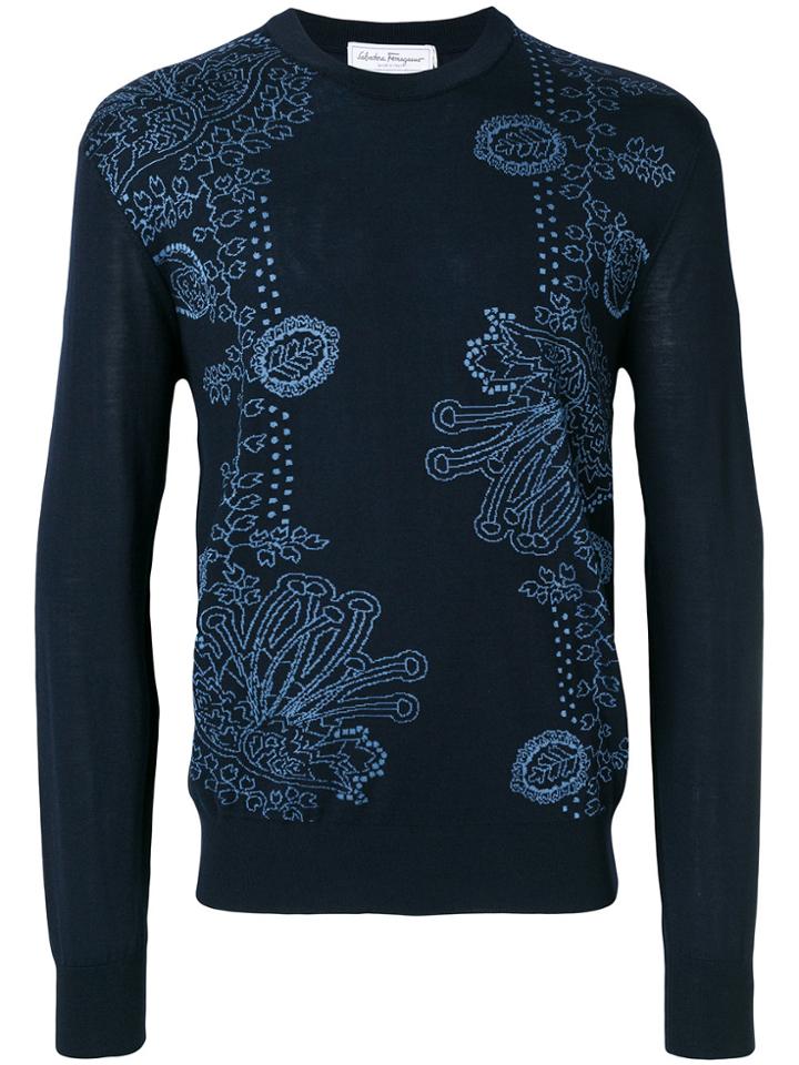 Salvatore Ferragamo Floral Print Jumper - Blue